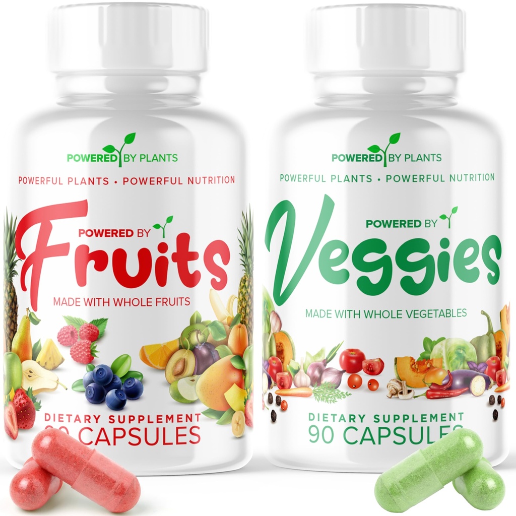 Tägliches Obst- und Gemüsepräparat - 180 Kapseln für 30 Tage, nicht gentechnisch verändertes und glutenfreies Superfood mit natürlichen Vitaminen - angetrieben von Pflanzen, 2-Pack