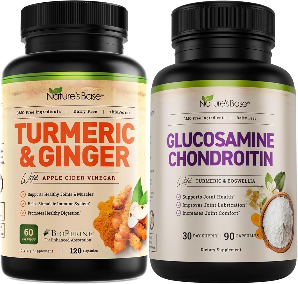 Nature's Base Turmeric & Ginger 120 ct + Glucosamine Chondroitin 90 ct