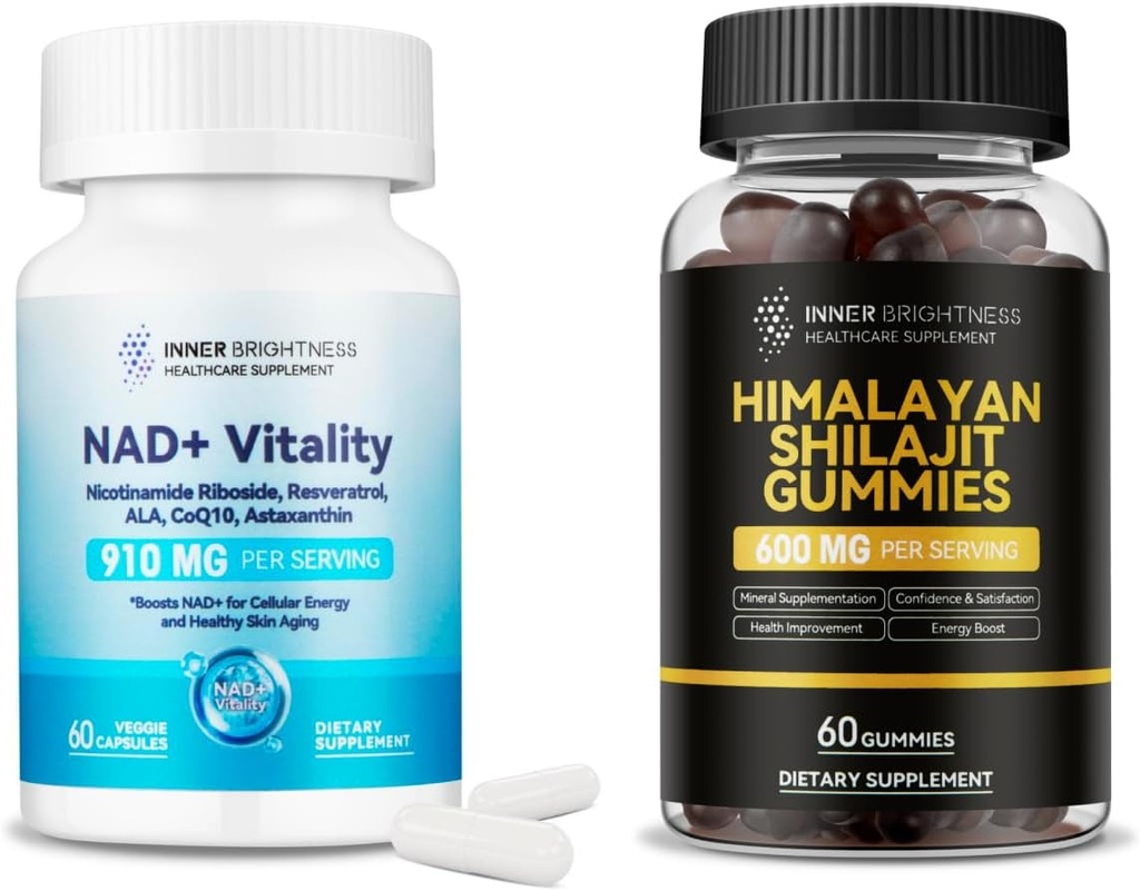 NAD + Shilajit Gummies Bundle - potenzia l'energia, supporta il metabolismo, l'invecchiamento sano, l'immunità e la stamina