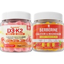 Zuckerfreies Vitamin D3 K2 Gummi mit Calcium, Magnesium Citrat, Vitamin C + Berberin Ergänzungsgummis, mit Liposomaler Berberine & Berberine HCI, Calcium, Magnesium