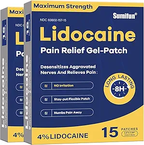 Sumifun 4% lidocaina Patches Massima resistenza - 30 Count Pain Relief Patches for Back, Spalla, Elbow, Ginocchio, Muscolo e Giunto - Basso Back Pain Relief Products - Pain Patches Massima resistenza Lidocaine