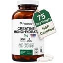 PriSTINE'S Creatine Monohydrate Capsule per Donne e Uomini - NSF Certified 75 Day Supply 3G Creatine Pills for Women - Cognitive & Athletic Performance Support - Enhanced Recovery Glass Bottle