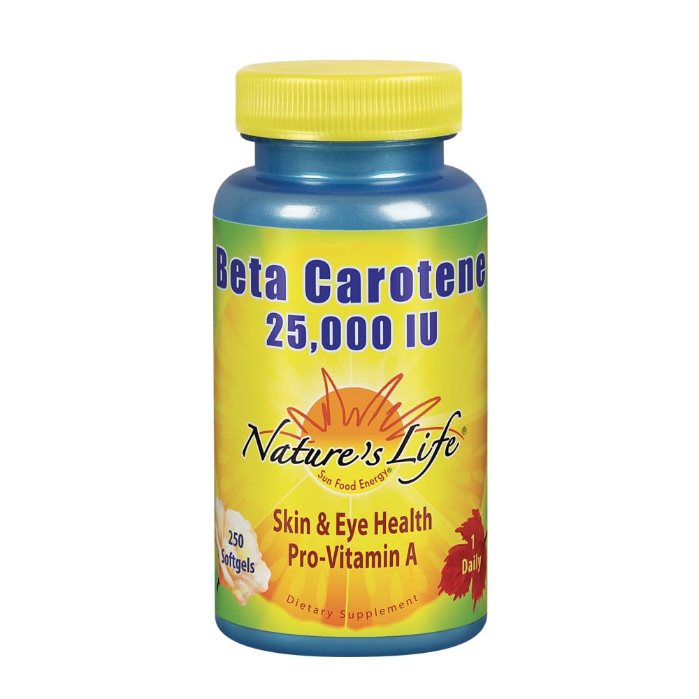 Nature's Life Beta Carotene 25.000 IU | Hilft gesunde Immunfunktion & Haut & Augengesundheit | Antioxidante Nahrungsergänzung | 250 Softgels