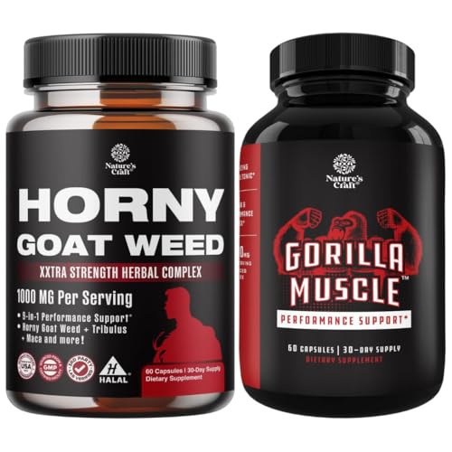Bundle of Horny Goat Weed Extract Complex für Männer und Frauen Enhanced Energy und Stamina und Extra Strength Testosteron Booster für Männer für Muskelvergrößerung Stamina und Stärke