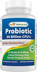 Best Naturals Probiotic 10 Strains & 30 miliardi di CFU Intestinal Flora, 60 capsule vegetali (60 conteggio (pacchetto di 1))