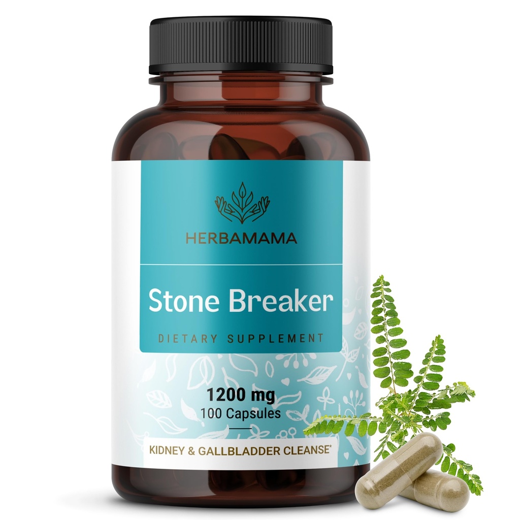 HERBAMAMA Chanca Piedra Stone Breaker Capsule 1200mg - Rene Stone Breaker, Gallbladder Cleanse & Urinary Tract Support - Vegan, Non OGM Kidney Supplement