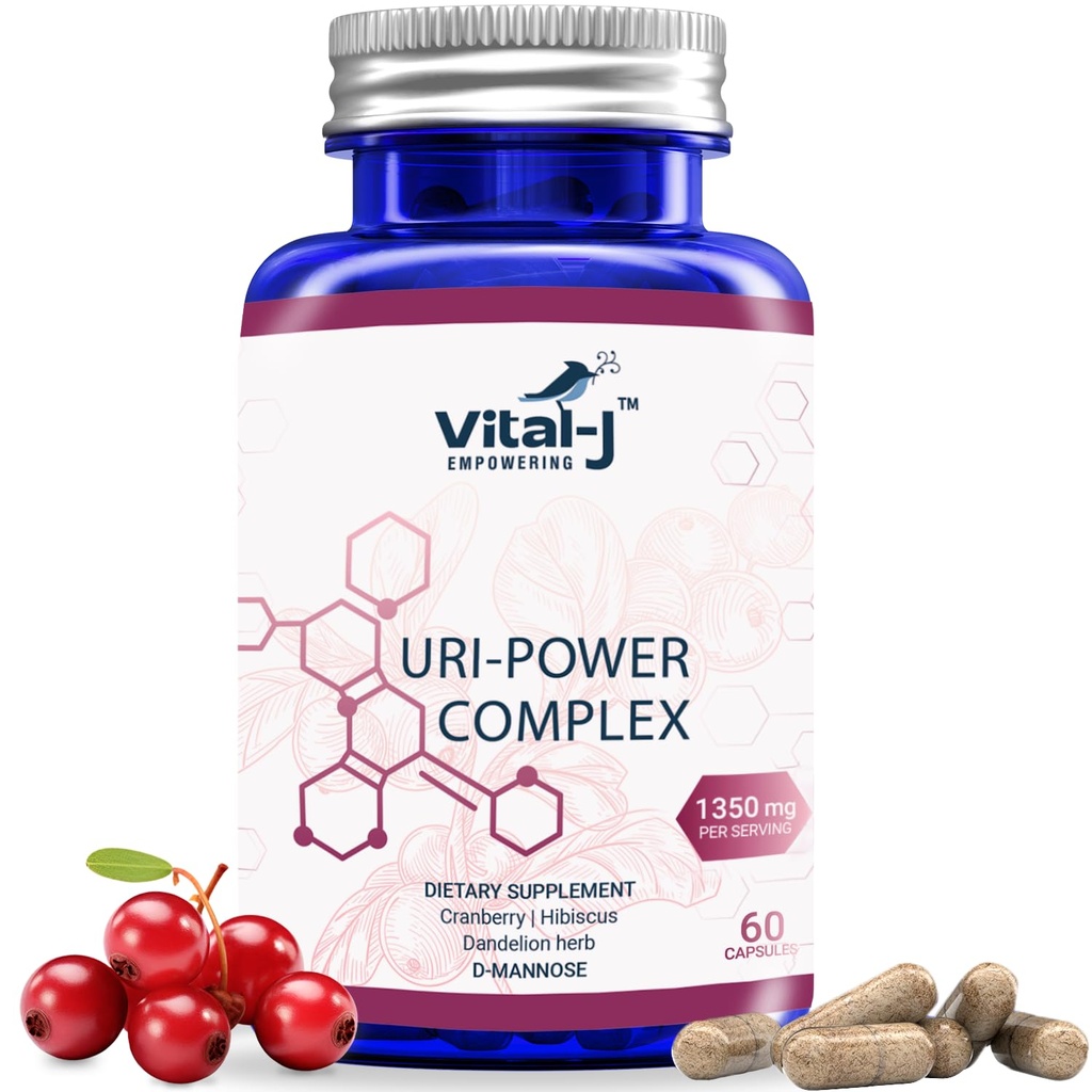 4-IN-1 URI POWER COMPLEX 1350mg - D Mannose, canneberge, Hibiscus et Dandelion Herb - Nettoyez naturellement les gélules Bladder et Urinary Tract 60 – Approche spécialisée pour éviter l'UTI