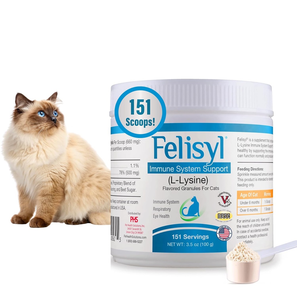 Felisyl Immune System Support (L-Lysine) Granules pour Chats 3.5oz(100g)