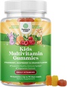 Gummie Multivitaminiche a base di piante - Multivitamina per bambini Supporto Immune con Vitamine A, C, D3, E, B6 & B12, Zinc & Iodine - Vitamine per bambini Formula masticabile per una salute forte - 90 Conte