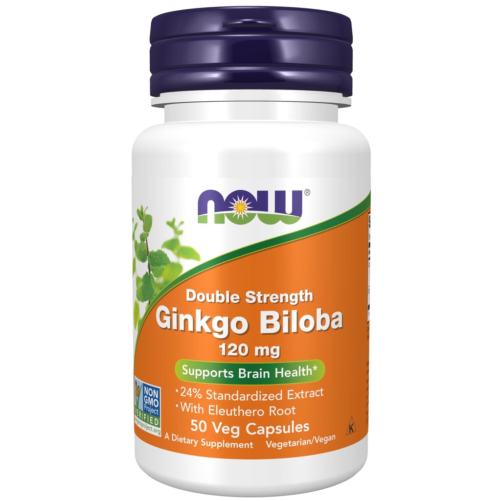 JETZT Nahrungsergänzungsmittel, Ginkgo Biloba 120 mg, Double Strength, Non-GMO Project Verified, 50 Veg Kapseln