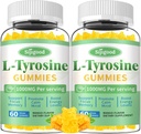 L-Tyrosine Gummi für Erwachsene und Kinder - 1000mg L-Tyrosine Ergänzung Fokus Gummi für Gehirn, Stimmung, Energieunterstützung, Vegan & Gluten-frei, Mango Flavor, 120 Count