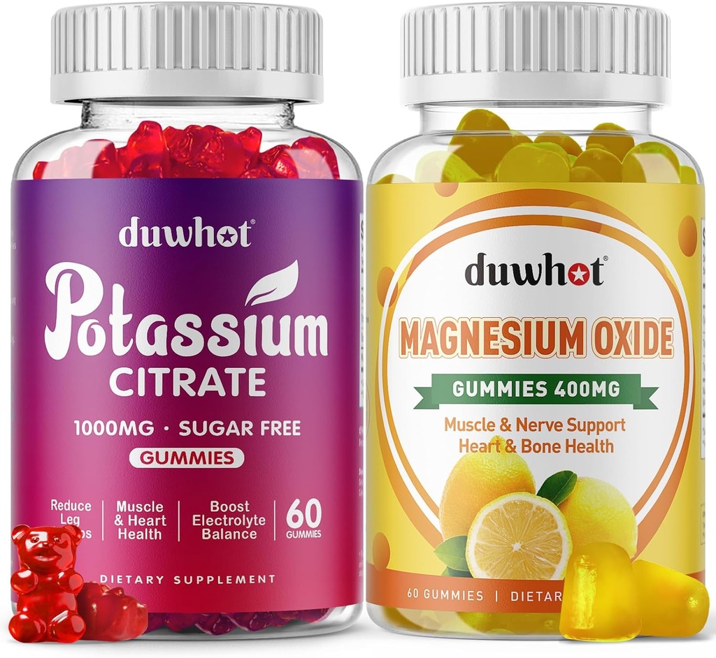 Citrate de potassium Gommies 1000mg, Gommies d'oxyde de magnésium 400mg, Supplément pour adultes