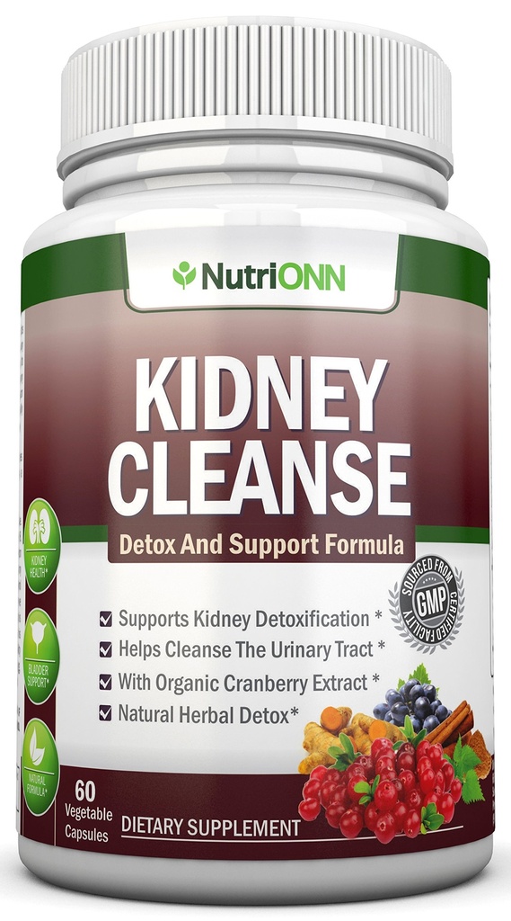 KIDNEY CLEANSE - Détox et support pour les urines, les peaux et les reins - Toute la formule de supplément naturel à base de plantes avec canneberge biologique, Astragalus, Turmeric, Goldenrod, Gravel Root, Juniper et plus