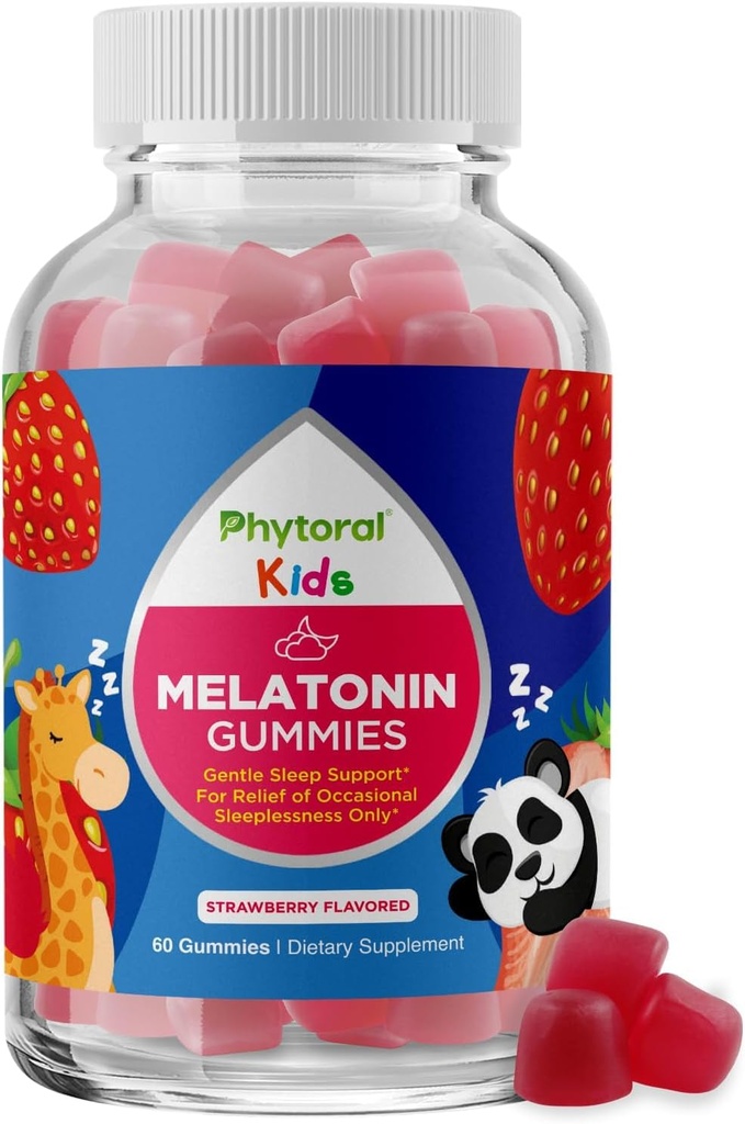 Phytoral Kids Melatonin 1mg Gummy Vitamine - Pure Melatonin Gummies per bambini e il supporto per l'umore - Gomma per bambini Vitamine per il sonno profondo