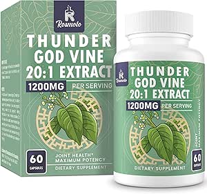 1200 MG Thunder God Vine Root Extract 20:1 Supplemento, Tripterygium Wilfordii Herbal Supplement, Vegan Formula con Lei Gong Teng Extract, 60 capsule