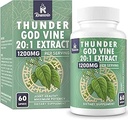1200 MG Thunder God Vine Root Extract 20:1 Supplemento, Tripterygium Wilfordii Herbal Supplement, Vegan Formula con Lei Gong Teng Extract, 60 capsule
