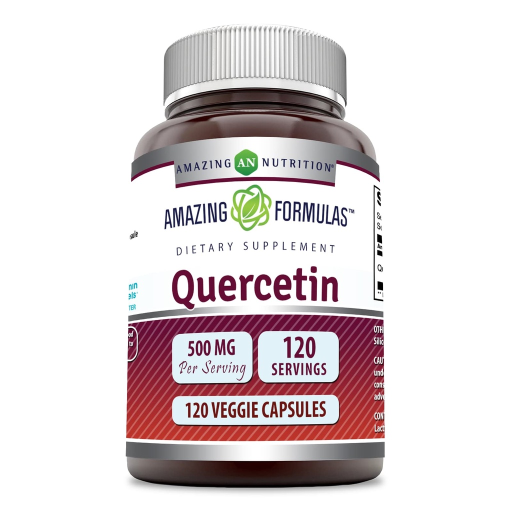 Erstaunliche Formeln Quercetin 500mg 120 Veggie Kapseln Ergänzung - Non-GMO - Glutenfrei - Unterstützt Gesamtgesundheit &amp; Wohlbefinden