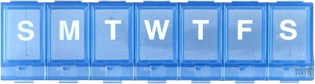 EZY DOSE Weekly (7-Day) Pillenplaner, Medizin-Gehäuse, Vitamin Organizer-Box, Small Locking Comparts to Secure Prescription Medicing and Prevent Accidental Spilling, Blau