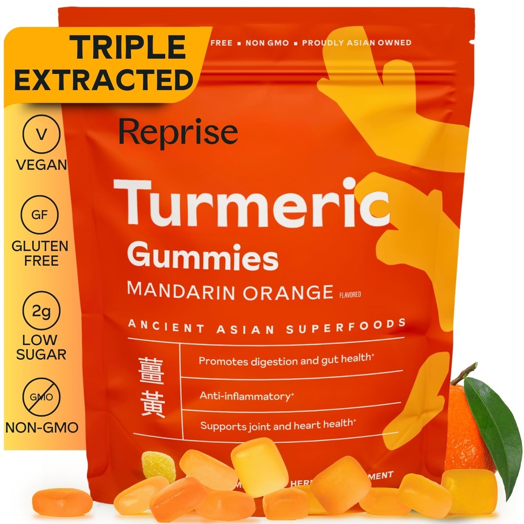 Gummies curcuma per le donne | Supplemento curcumo Gummies per l'infiammazione | Gummies curcuma per gli adulti | Curcumina naturale, Basso sigaro, Vegan, Mandarin Orange Flavor, 45 conte