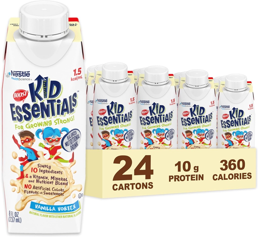 BOOST KID ESSENTIALS 1.5 Bevanda nutrizionale bilanciata per bambini, Vanilla Vortex, 24 conte