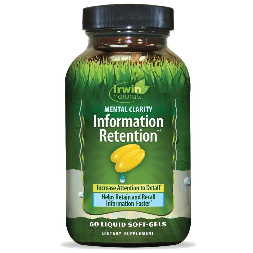 Irwin Naturals Mental Clarity Information Retention - 60 Liquid Soft-Gels - Hilft, die Aufmerksamkeit auf Detail & Retain and Recall Information Faster - 30 Total Servings
