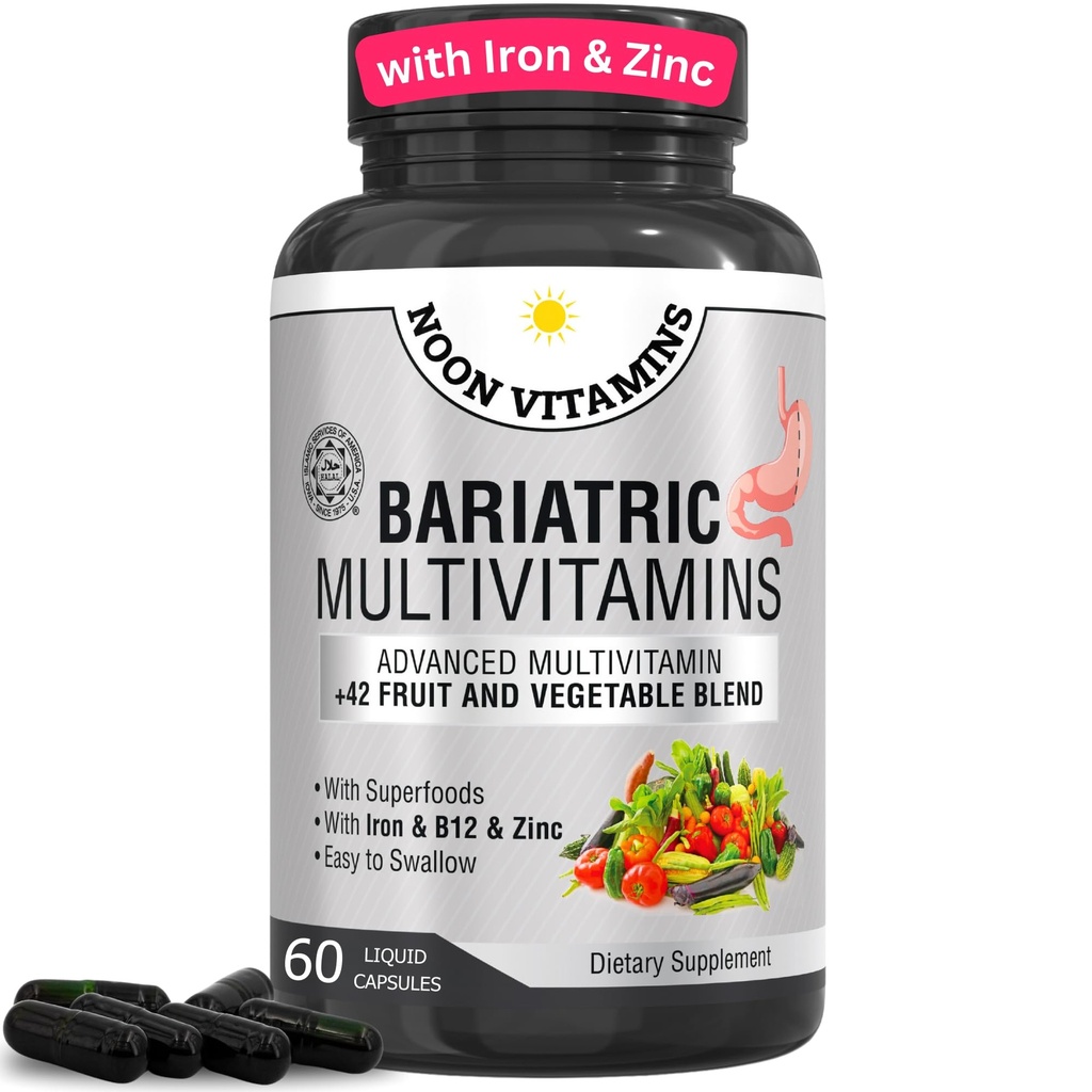 Multivitaminico bararico con ferro per donne e uomini - All-in-One 42 Superfood Blend per l'energia e il supporto immunitario - Post-Surgery Recovery, Easy-to-Swallow, Halal, Made in USA (60 capsule liquide)