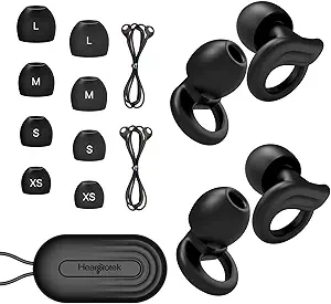 Hearprotek Ohrstecker für Schlafen, 2 Paar Ohrstecker für Schlaf Lärmreduzierung Ear Protection-Reusable Soft Hearing Protection Ohrstecker für Ohr Tinnitus Relief,Misophonia,Snoring,Work,Travel(Schwarz)