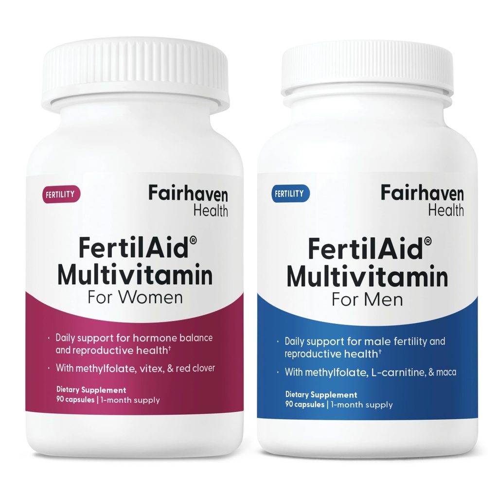 Fairhaven Health Dünger für Männer und Frauen Combo Fruchtbarkeit Ergänzungen für Männer und Frauen | Graf und Beweglichkeit Unterstützung Pre-Conception für Ihn | Pränatales Vitamin für Sie mit Vitex und Folate