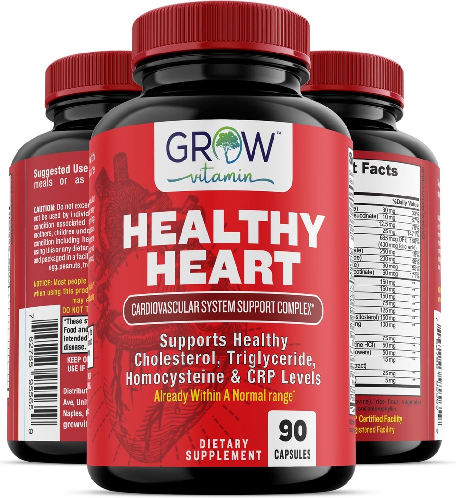 Herz-Support-Ergänzung, fördert Herz-Kreislauf-Gesundheit, Triglycerid, Homocystein und CRP-Level, Natürliche Artery Cleanse, Made with 22 Premium Kräuter & Vitamine