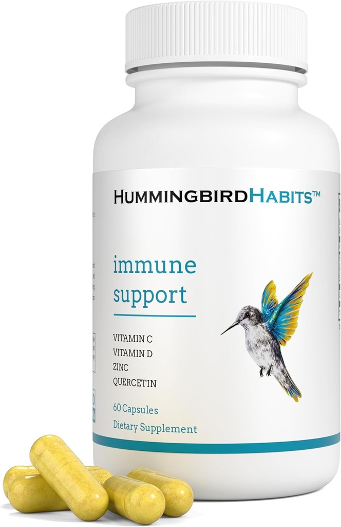 Supporto immunitario, Zinc Quercetin Vitamina C e D Immune Complex, Dihydrate Quercitin Supplementi 500 con Zinc Vitamina C D3 per Supporto Immunità, Vegan Supplemento (60 capsule)
