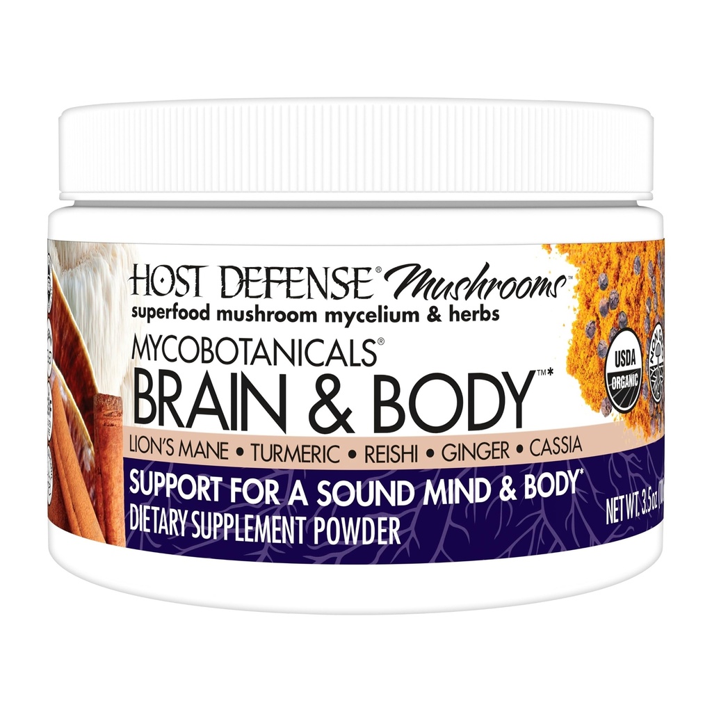 MycoBotanicals Brain & Body* Powder - Integratore Digestivo e Immune di Supporto con il Mushroom Mane & Reishi di Lion - Integratore Del Cervello per Supporto Memoria & Focus - 3.5 oz (33 Serve)*