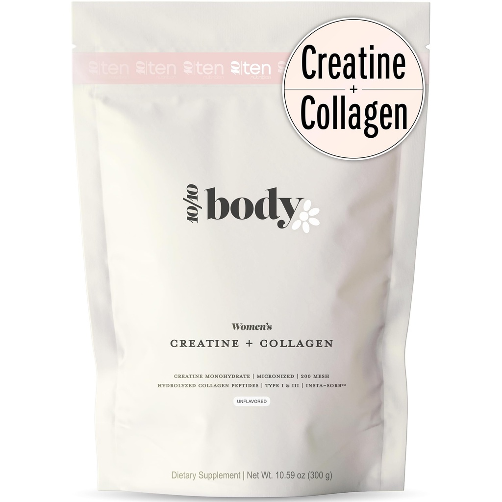 Nuovo - Creatina + collagene per le donne – Supporta la crescita muscolare magra e lo sviluppo, Gain Booty, Energy & Recovery – 5g Creatina Monoidrato Plus 5000mg Collagen Peptides Combo – Unflavored, 30 Serve