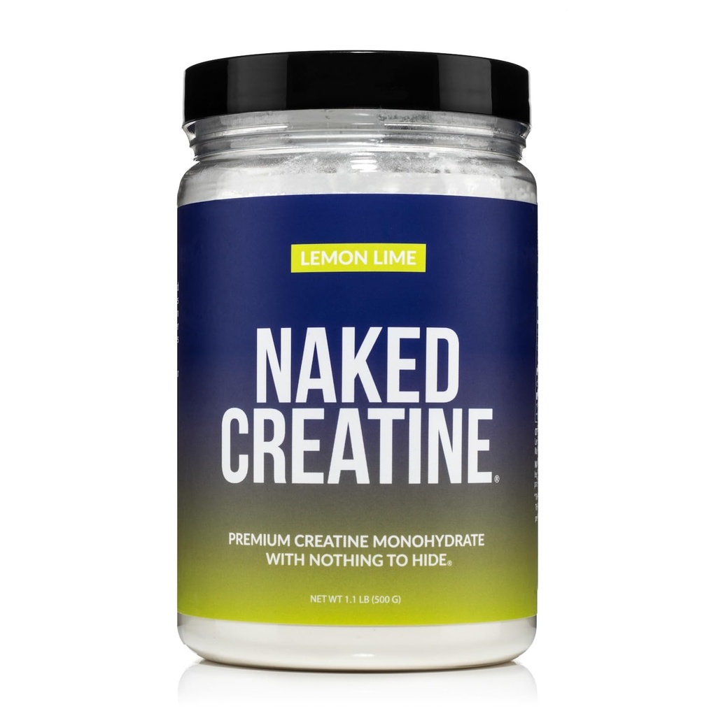 NAKED Reine mikronisierte Zitronen Lime Creatine Monohydrate - 42 Servierungen - 500 Gramm, 1.1Lb Bulk, Vegan, Non-GMO, Glutenfrei, Sojafrei.