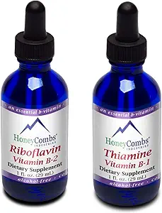 HoneyCombs Vitamina B2 (Riboflavin) Gocce - 1 Fl Oz + Vitamina B1 (Thiamine) Gocce - 1 Fl oz