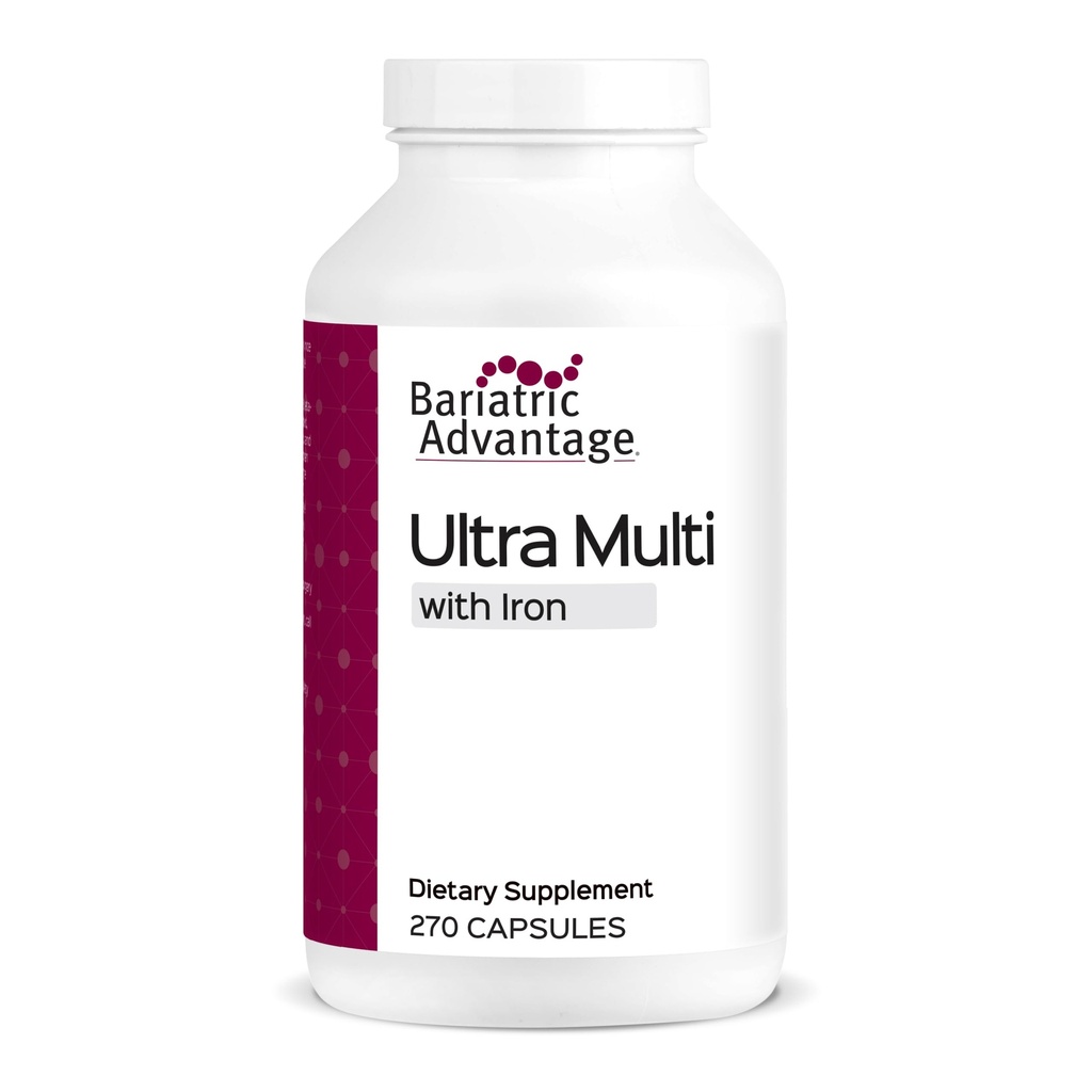 Avantage bariatrique Ultra Multivitamine avec Fer - Ultra Multi avec Fer - Format de Capsule Multivitamine - Fournit un complexe complet de vitamines B - avec vitamine C, chrome et plus - 270 Capsules