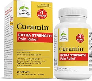 Terry Naturally Curamin Extra Strength - Curcumin & Boswellia per il supporto della circolazione sana - Supplemento currico ai giunti di sostegno, salute del muscolo e produzione di Endorphin - 90 compresse