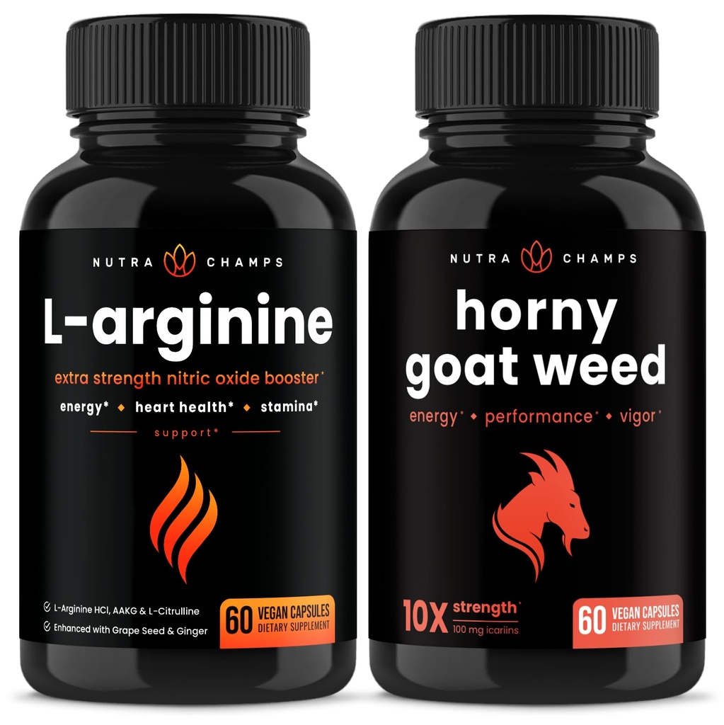 NutraChamps L-Arginin Capsules und Horny Goat Weed Capsules 2 Pack Bundle