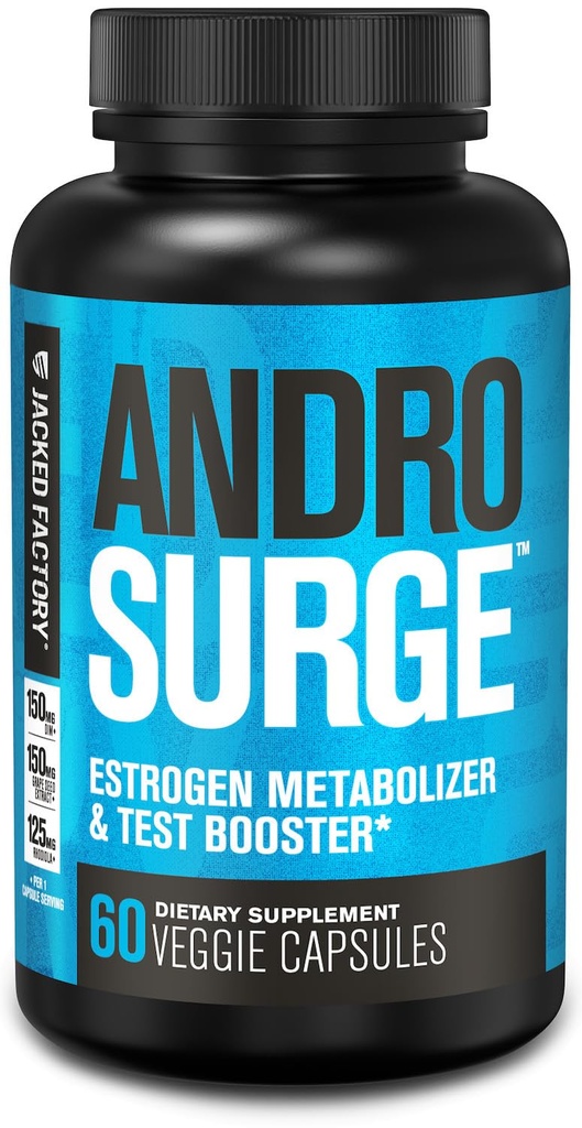 Jacked Factory Androsurge Estrogen Blocker für Herren - Natürliche Testosteron Booster für Herren & Estrogen Metabolizer mit Tongkat Ali, DIM, Long Jack & More - Test Booster & Muskelaufbau - 60 Zähler