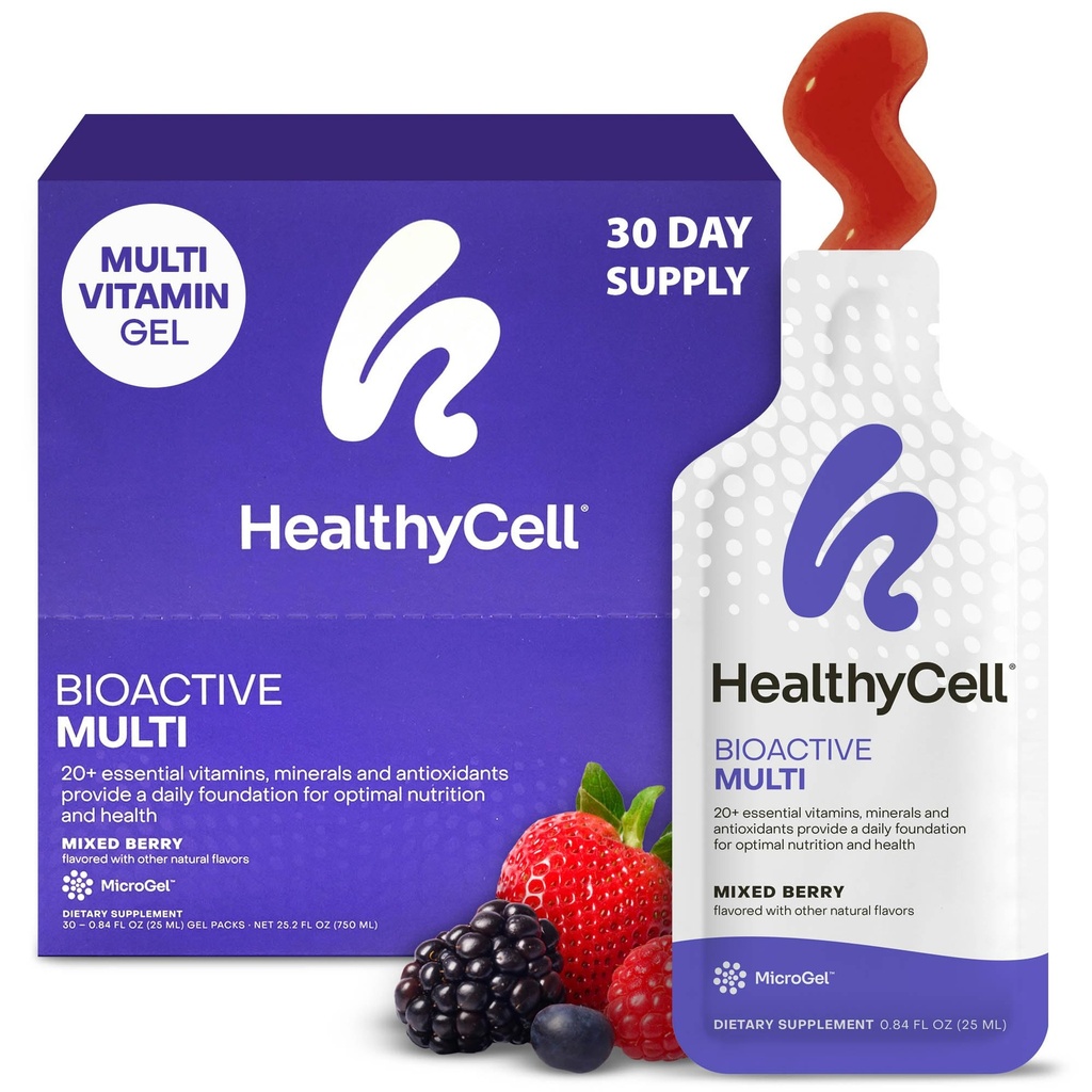 Multivitamine liquide quotidienne bioactive pour les hommes et les femmes – 20+ Vitamines essentielles, minéraux et antioxydants pour le cerveau, le cœur, l'immunité, l'énergie, la peau et les cheveux - 30 Gel Packs