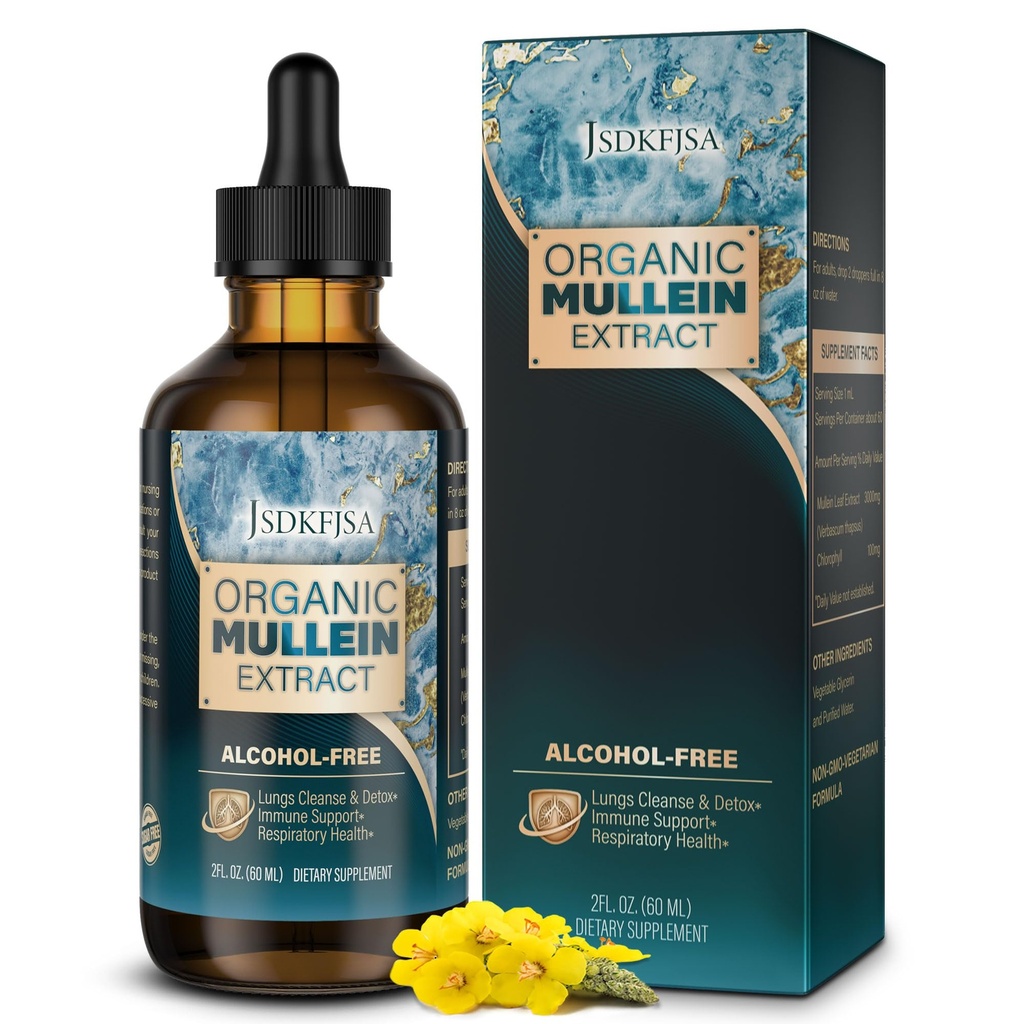 Mullein Tropfen für Lunge,Support Lung Cleanse/Detox & Respiratory Function for Healthy Breathing - Mullein Leaf Extract für Lungs-2 fl.oz