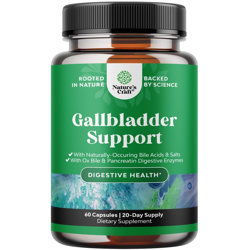 Ox Bile Salts for Gallbladder Support - Integratore di sali di Bile Purified con Pancreatin Digestive Enzymes Ox & Betaine HCL - Integratori per No Gallbladder & Digestive Health 20 giorni