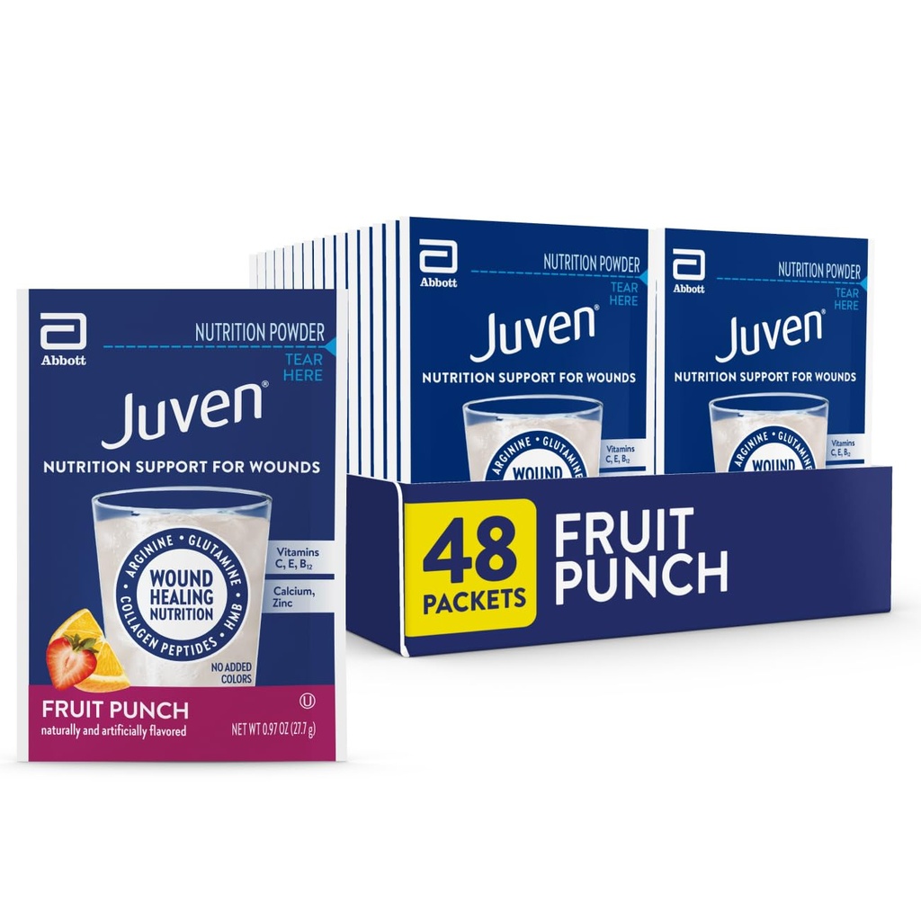 Polvere di bevanda terapeutica del succo di nutrimento Compresi Peptidi di collagene, aminoacidi e HMB per il supporto di guarigione dei feriti, Punch di frutta, 48 pacchetti