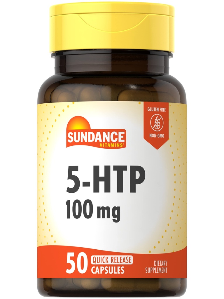 Sundance 5-HTP 100mg | 50 Kapseln | 5 Hydroxtryptophan | Non-GMO & Gluten kostenlose Ergänzung