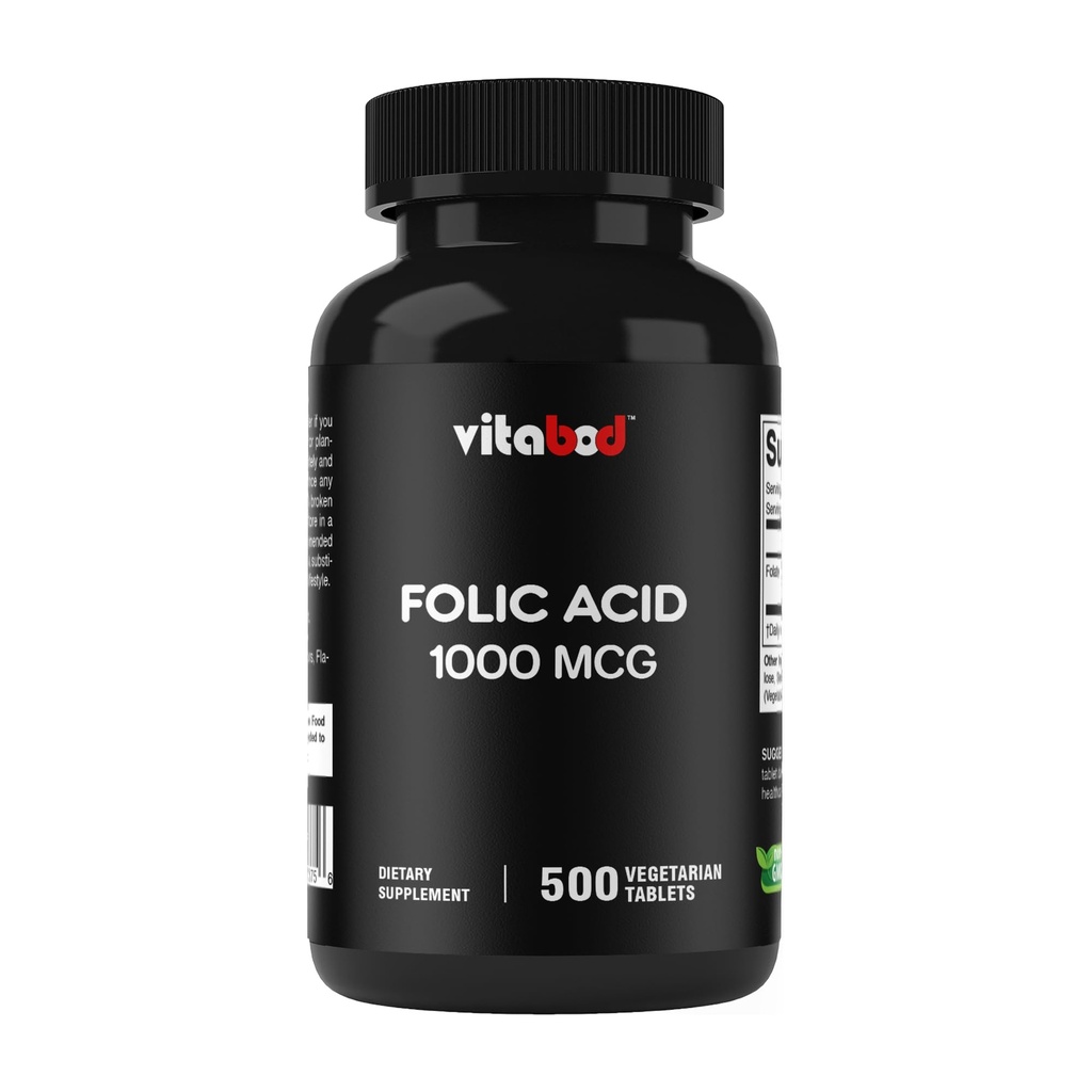 Folsäure 1 mg (1000 mcg) (Vitamin B9) - 500 vegetarische Tabletten - ein essentielles pränatales und postnatales Vitamin