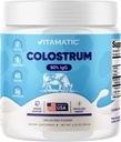 Poudre de colostrum bovin vitamatique - 50% plus élevé IgG -120 Gram - Supplément pour la santé de Gut, la croissance des cheveux, la beauté, la récupération musculaire, et le soutien immunitaire - Facile à mélanger - Non aromatisé - 60 portions