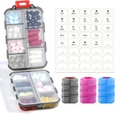 3 Pack 14 GRIDS Travel Pill Organizer Box mit Etiketten - Travel Medicine Case Kit - Pocket Daily Pharmacy Container - Travel Medication Holder Dispenser für Fish Oil Vitamin Supplement Storage - Clear