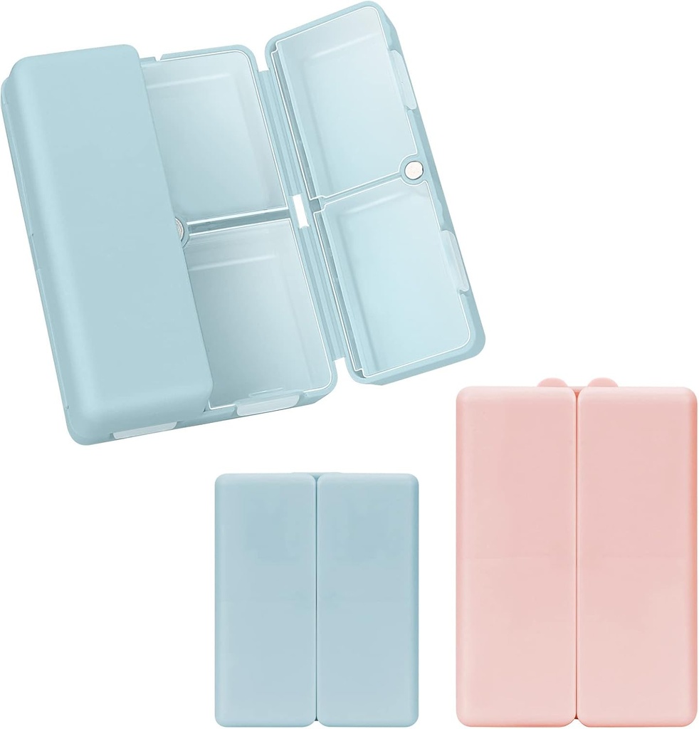 FYY 2 Pcs Daily Pill Organizer, 7 compartiments Portable Pill Case Travel Pill Organizer, [Conception pliante] Pill Box for Purse Pocket to Hold Vitamines, huile de foie de morue, suppléments et médicaments-navy+ Rose