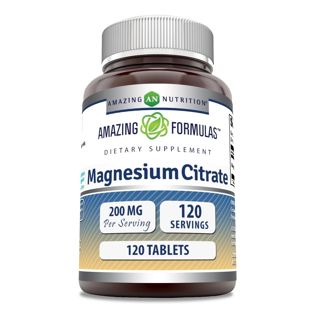 Erstaunliche Formeln Magnesium Citrat | 200 Mg Tabletten | Mineralische Ergänzung | Non-GMO | Gluten Free | Made in USA (1 Pack, 120 Count)