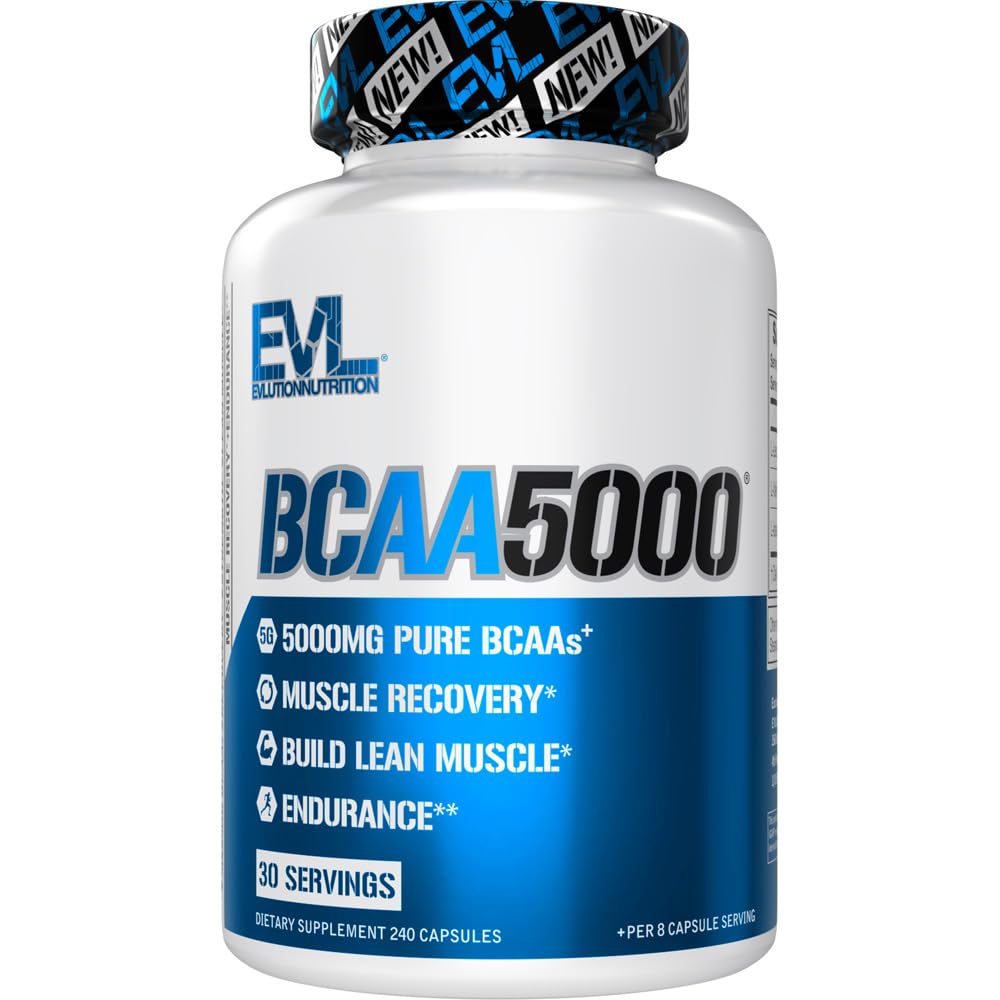 BCAAs Aminoacidi Supplemento per gli uomini - EVL 2:1:1 5g BCAA capsule per il recupero post allenamento e magra muscolo Builder per gli uomini - BCAA5000 Aminoacidi a catena ramificata Supplemento nutrizionale - 30 Serve