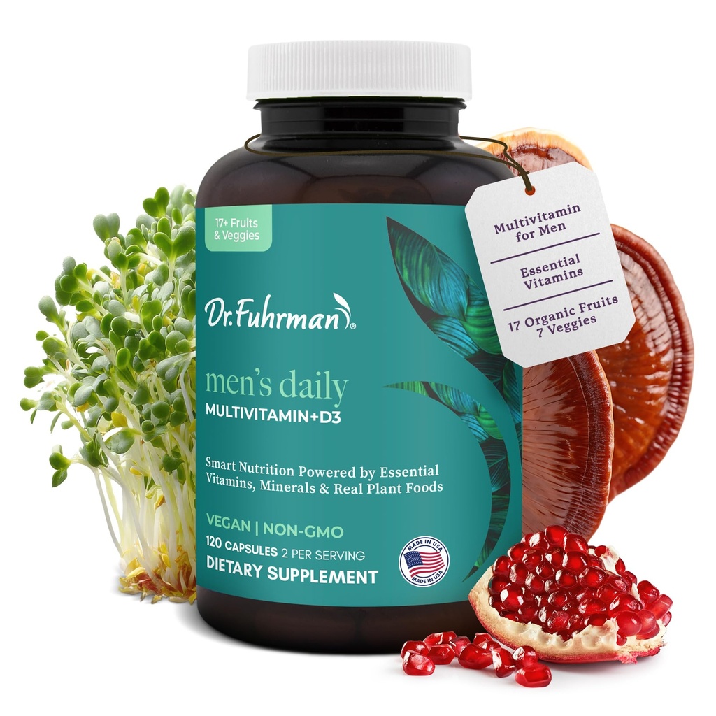 Dr. Fuhrman Multivitamine pour les hommes + D3 Vitamine pour les immunosupports de Végétaux Formules Hommes Multivitamine avec B12 & Zinc.